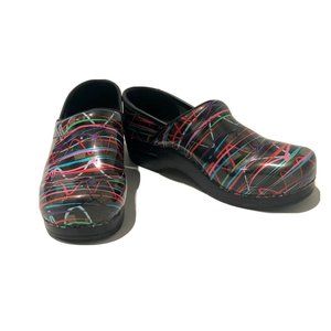 Dansko Pro Streamers Patent Leather Multicolor Clogs Nursing Women’s 39 Shoes
